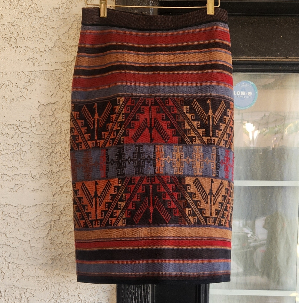 Peruvian Connection Geometric Patterned Skirt - R… - image 1